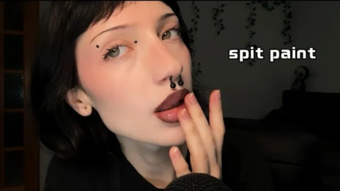 ASMR Spit Painting Wet Sounds - Sleepy Girl Up Close